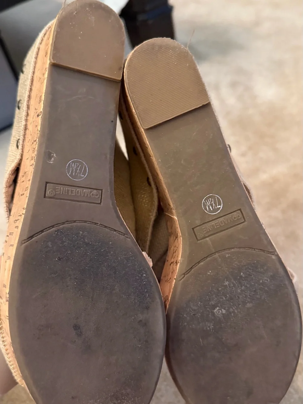 Women’s Beige Wedge Sandals with Cork Sole